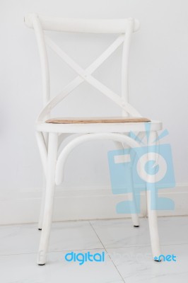 Retro Style Of White Wooden Chair Stock Photo