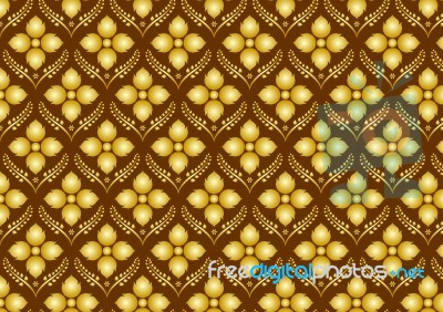 Retro Thai Flower Pattern On Brown Background Stock Image