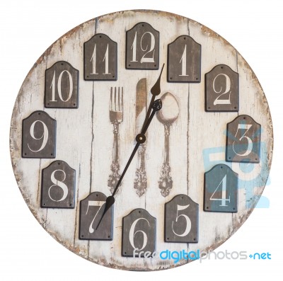 Retro Vintage Wall Clock Isolated Stock Photo