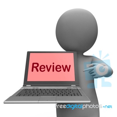 Review Laptop Means Check Evaluate Or Examine Stock Image