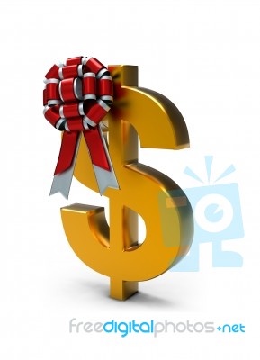 Ribbon Bow On Dollar Sign Stock Image