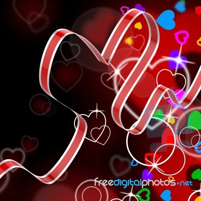 Ribbon Heart Shows Celebration Decorative Or Festive Decorations… Stock Image