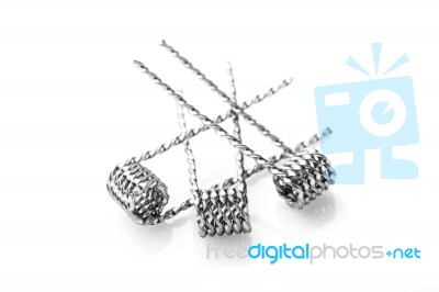 Ribbon Twist Coils For Vaping On A White Background Stock Photo