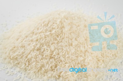 Rice Basmati, White Rice In Closeup Stock Photo