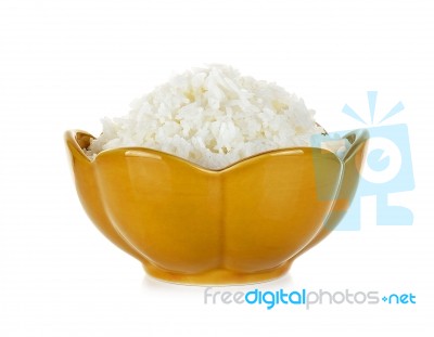 Rice In A Bowl Isolated On A White Background Stock Photo