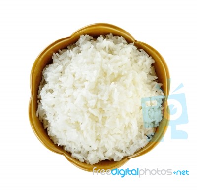 Rice In A Bowl Isolated On A White Background Stock Photo