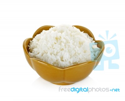 Rice In A Bowl Isolated On A White Background Stock Photo