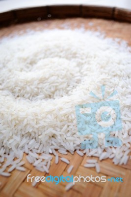 Rice In The Basket Stock Photo