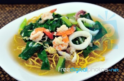 Rice Noodles Sea Food Stock Photo