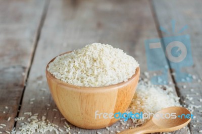 Rice On Wooden Stock Photo