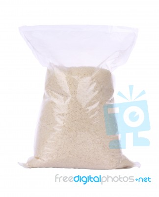 Rice Plastic Bag Package On White Background Stock Photo