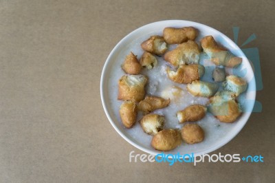 Rice Porridge With Deep-fried Doughstick Stock Photo