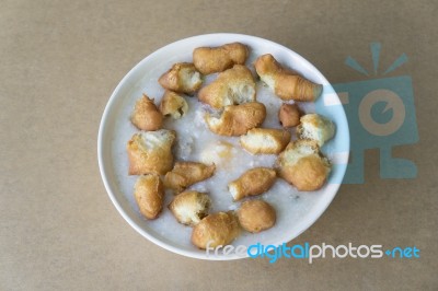 Rice Porridge With Deep-fried Doughstick Stock Photo