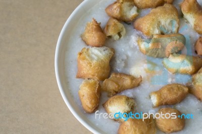 Rice Porridge With Deep-fried Doughstick Stock Photo