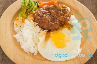 Rice With Hamburg Steak And Fried Egg Stock Photo