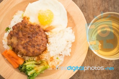 Rice With Hamburg Steak And Fried Egg Stock Photo