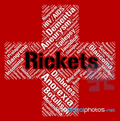 Rickets Word Represents Defective Mineralization And Afflictions… Stock Image