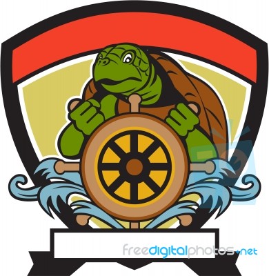 Ridley Turtle At Helm Crest Retro Stock Image