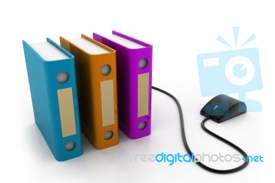 Ring Binders With Computer Mouse Stock Image