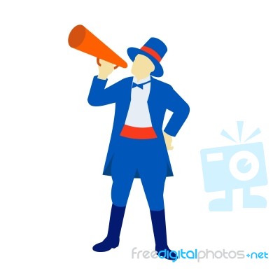 Ringmaster Shouting Bullhorn Retro Stock Image