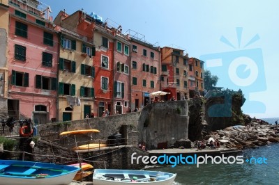 Riomaggiore View, Gulf Of 5 Terre I Stock Photo