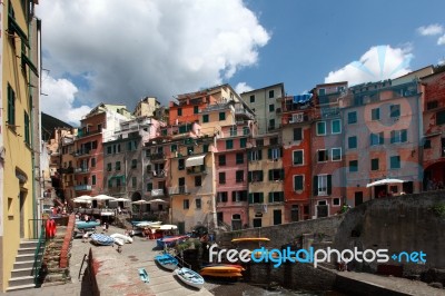 Riomaggiore View, Gulf Of 5 Terre L Stock Photo