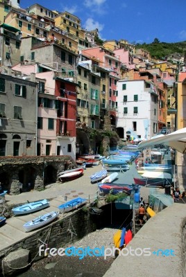 Riomaggiore View, Gulf Of 5 Terre N Stock Photo