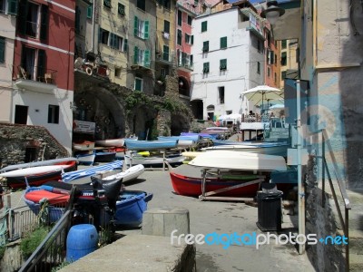 Riomaggiore View, Gulf Of 5 Terre O Stock Photo