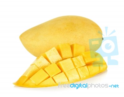 Ripe Mango Isolated On The White Background Stock Photo