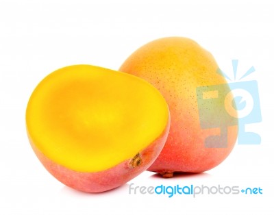 Ripe Mango Isolated On The White Background Stock Photo