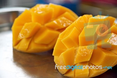 Ripe Mangoes Slices Stock Photo