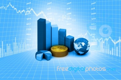 Rising Graph With World Stock Image