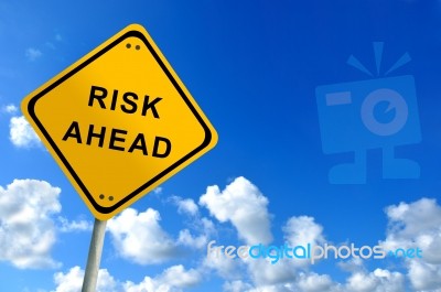 Risk Ahead Traffic Sign Stock Photo