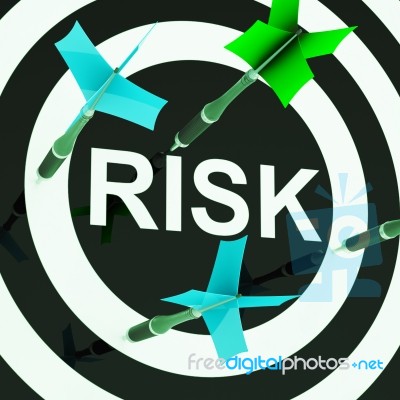 Risk On Dartboard Shows Unsafe Stock Image