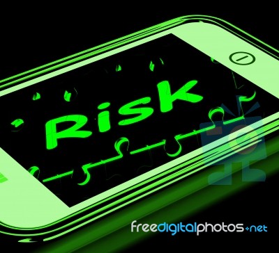 Risk On Smartphone Shows Unstable Situation Stock Image