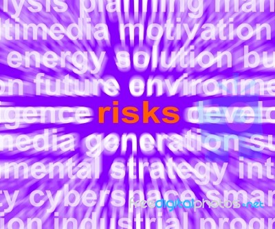 Risks Word Shows Investment Profit And Loss Stock Image