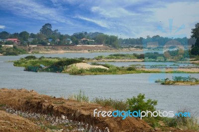 Rive And Lake Scape Stock Photo