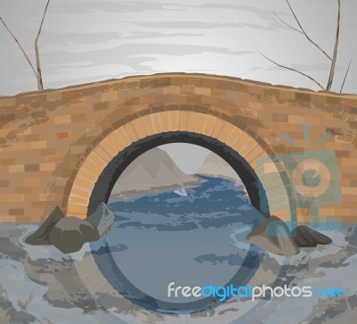 River Bridge Scene Stock Image