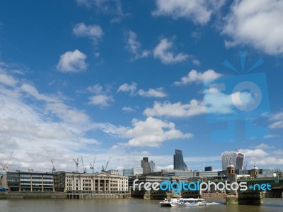 River Bus Plows Along The River Thames In London Stock Photo