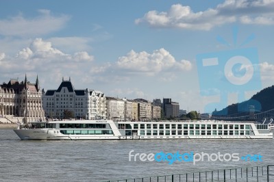 River Cruise Along The Danube River In Budapest Stock Photo