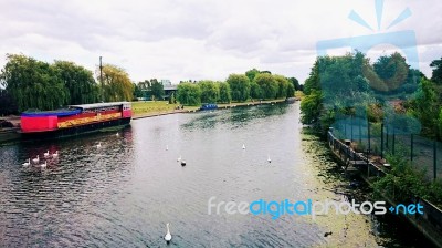 River Embankment In The Summer Stock Photo