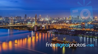 River In Bangkok City Stock Photo