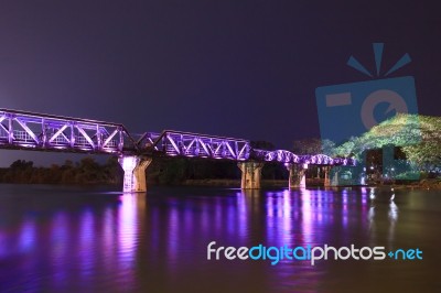 River Kwai Metal Train Bridge Stock Photo