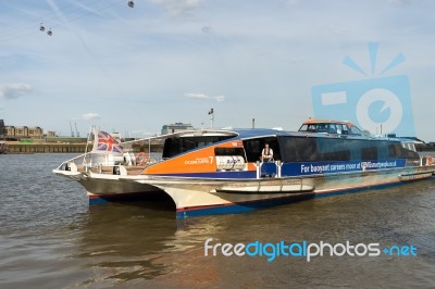 Riverbus On The River Thames Stock Photo