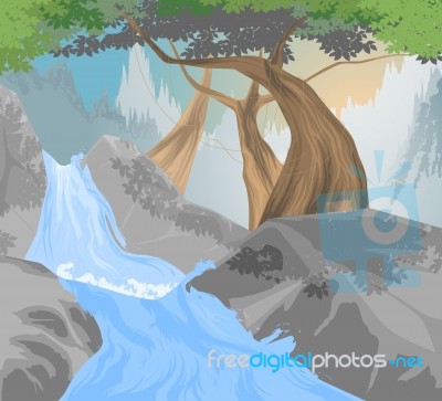 River,waterfall Scene Stock Image