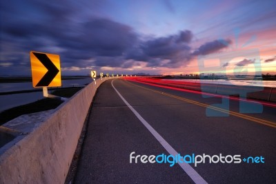 Road At Night Stock Photo