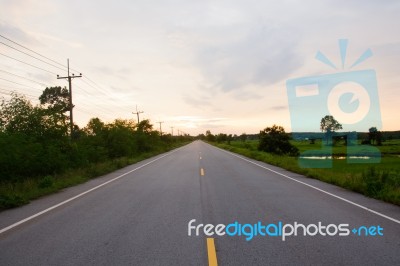 Road At The Sunset Stock Photo