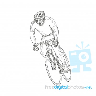 Road Bicycle Racing Doodle Stock Image