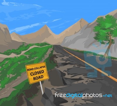 Road Collapse Scene Stock Image