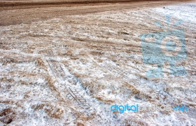 Road Covered With Ice Stock Photo